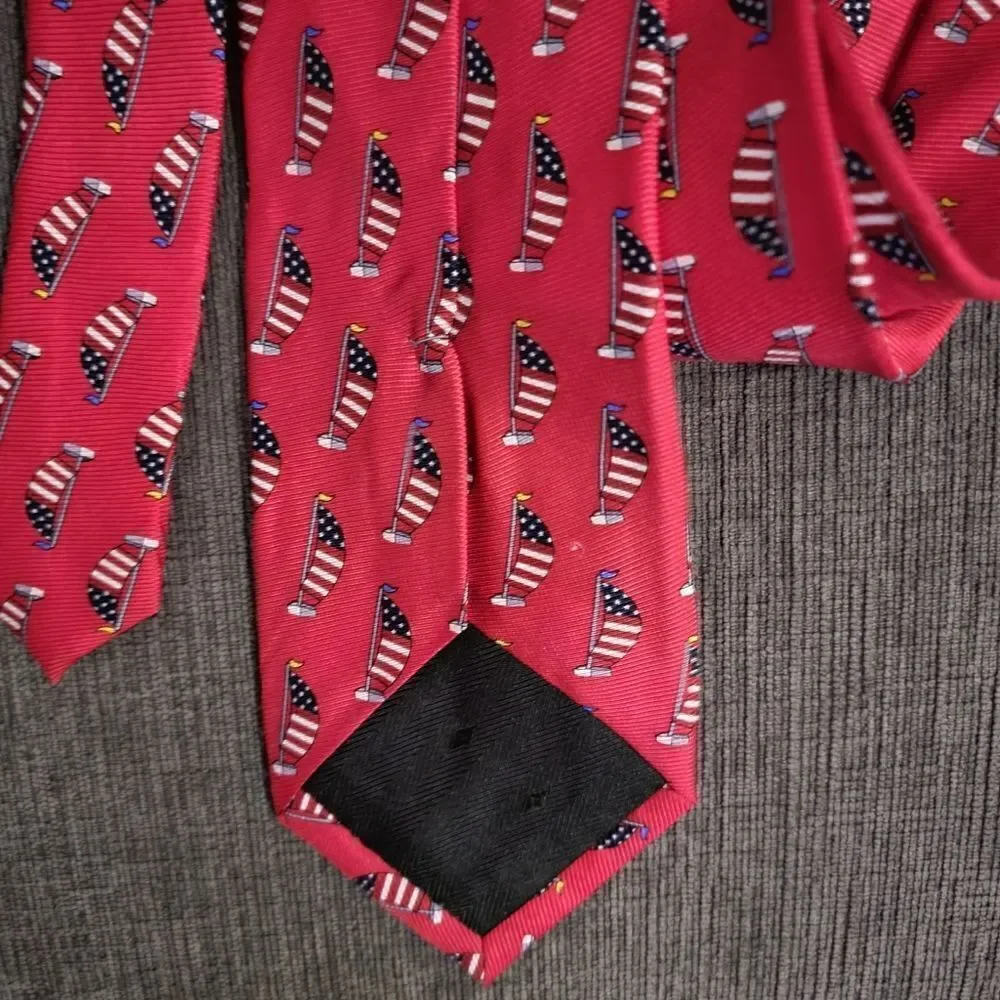 CAPE COD Neckwear Men's Red Tie with American Flag Pattern